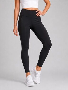 Athleta Headlands Hybrid Tight Pants 4 Black Zip Ankle Hiking Travel Leggings